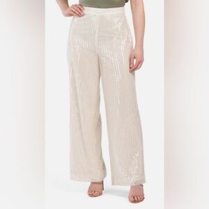 NWT House of Harlow 1960 ivory sequin wide leg pants